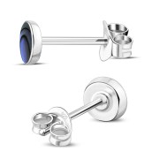 Abalone Shell Round Sterling Silver Stud Earrings, e440st